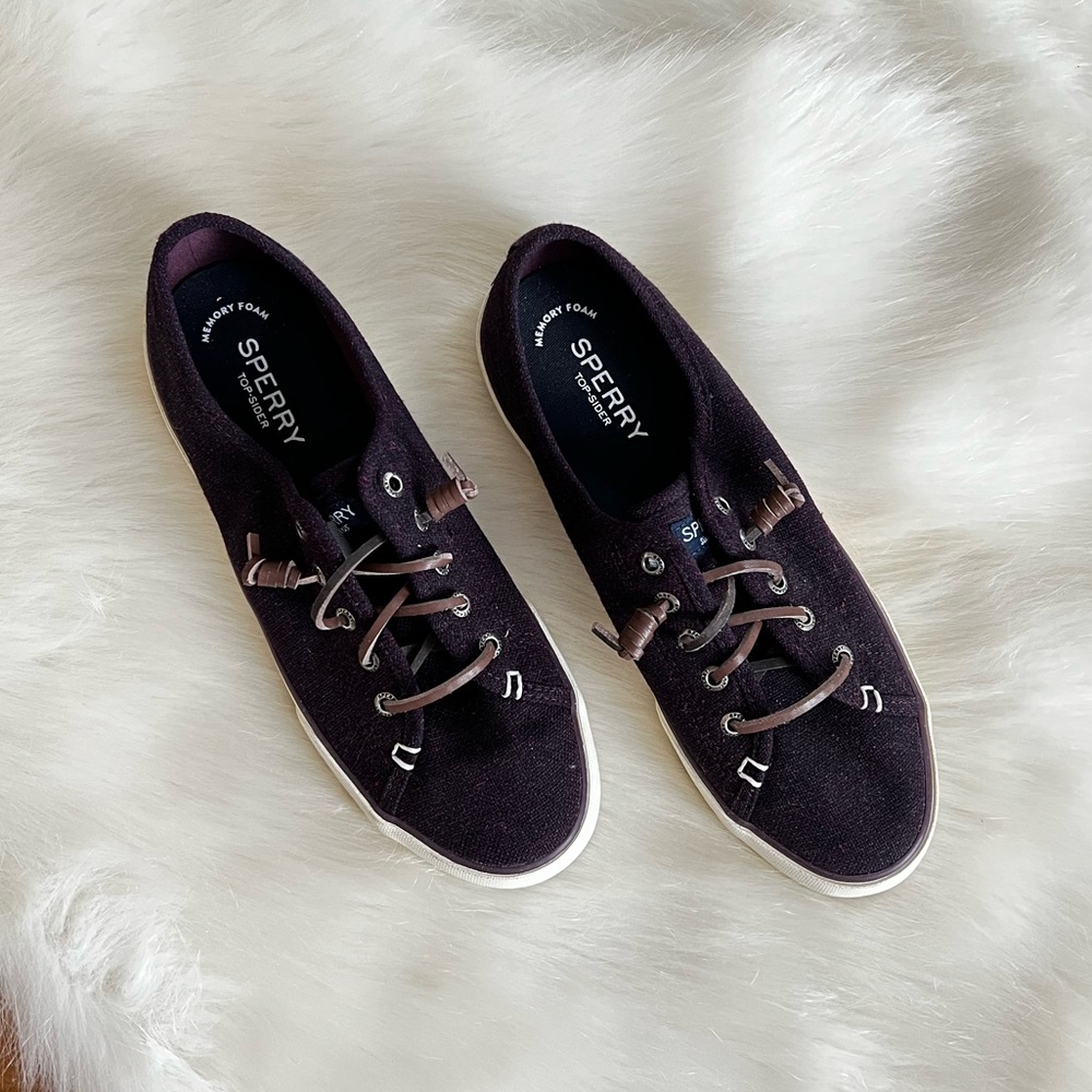 Sperry purple slip on sneakers